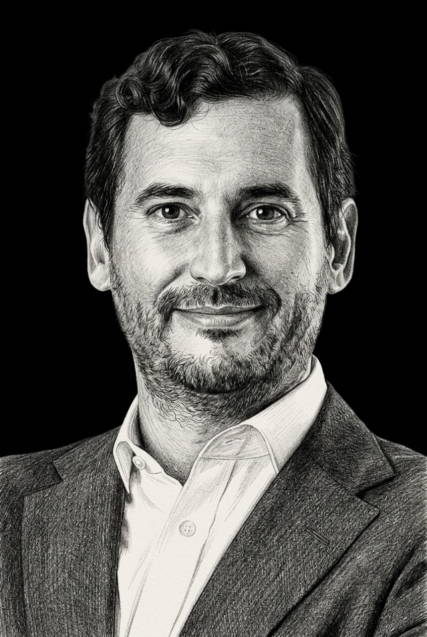 Illustrated portrait of Miguel Cebolla